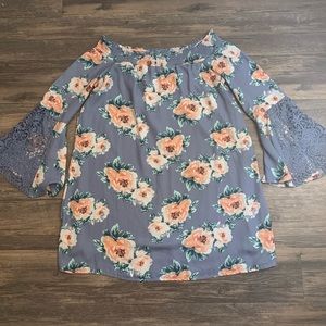 Sequin Hearts Off-the-Shoulder Floral Dress